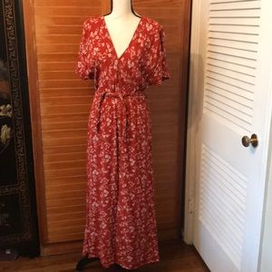 Burnt orange floral S maxi dress